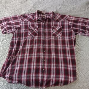 Ely Cattleman Red and Black Plaid Western Pearl Snap‎ Short Sleeve 3XL